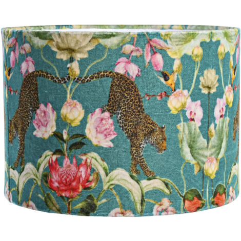 FIJALO PANTALLA ALGODON 36X36X25,5 TIGRE TERCIOPELO VERDE LA201271