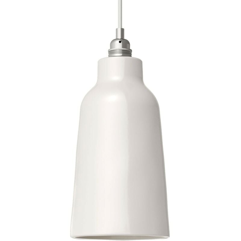 

Creative Cables - Pantalla Botella de cerámica, colección Materia - Fabricado en Italia | Blanco brillante - Blanco brillante