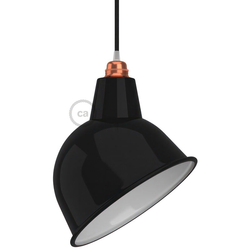

Creative Cables - Pantalla Broadway de metal esmaltado con casquillo E27 | Negro - Negro