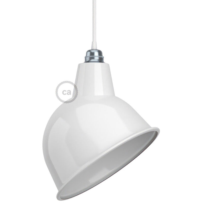 

Creative Cables - Pantalla Broadway de metal esmaltado con casquillo E27 | Blanco - Blanco