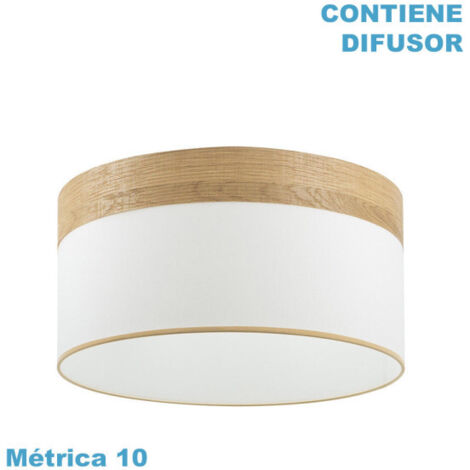 Pantalla colgante cloe m10 blanca/madera-clara 50dx50dx22h difusor incluido