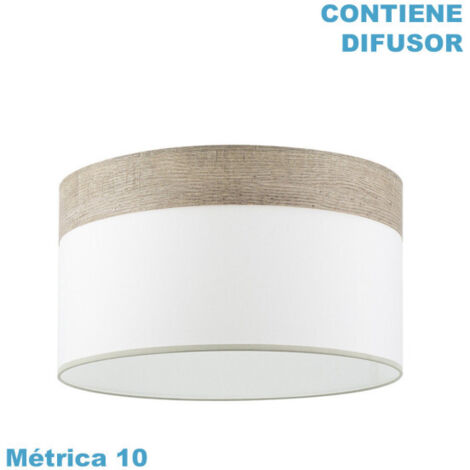 Pantalla colgante cloe m10 blanca/madera-gris 50dx50dx22h difusor incluido