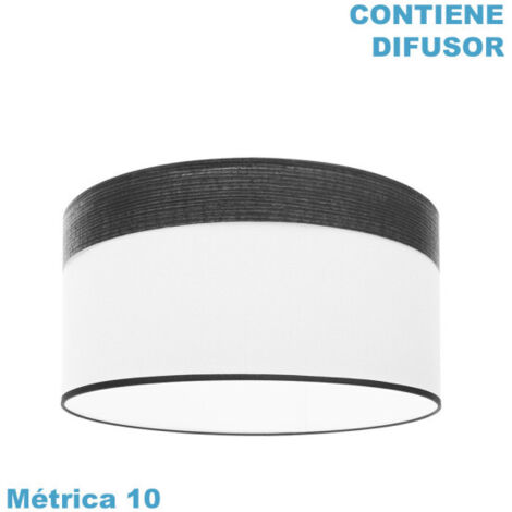 Pantalla colgante cloe m10 blanca/madera-negra 50dx50dx22h difusor incluido