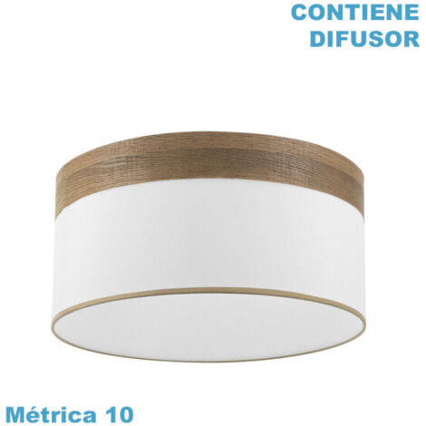 Pantalla colgante cloe m10 blanca/madera-oscura 50dx50dx22h difusor incluido