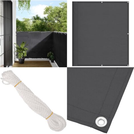 Pantalla de balcón 100% poliéster Oxford antracita 120x700 cm - Privacidad - Toldo de balcón