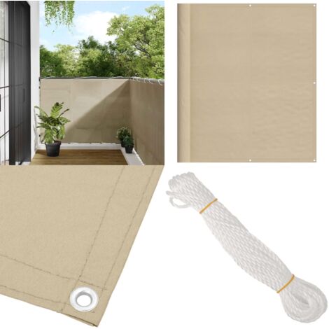 Pantalla de balcón 100% poliéster Oxford beige 120x700 cm - Privacidad - Protección solar