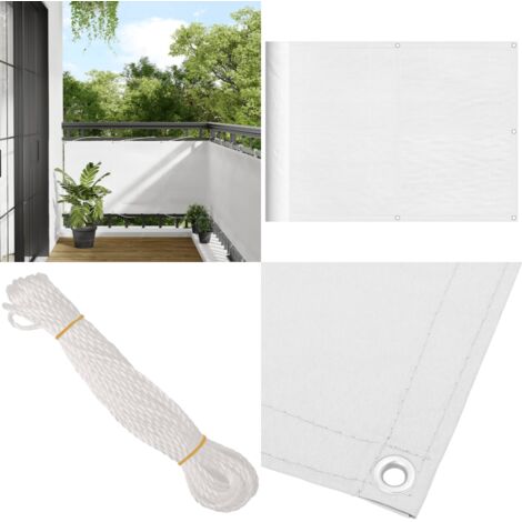 Pantalla de balcón 100% poliéster Oxford blanco 75x1000 cm - Privacidad - Protección solar