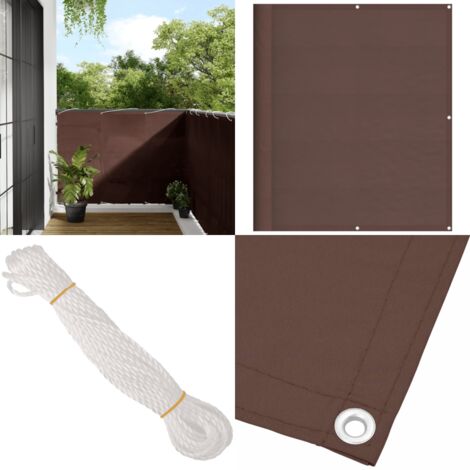 Pantalla de balcón 100% poliéster Oxford marrón 120x1000 cm - Privacidad - Toldo de balcón