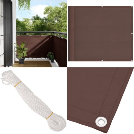 Pantalla de balcón 100% poliéster Oxford marrón 90x800 cm - Pantalla de privacidad - Toldo para balcón