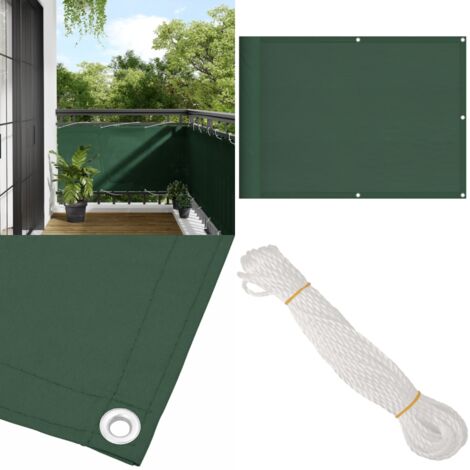 Pantalla de balcón 100% poliéster Oxford verde oscuro 75x1000cm - Privacidad - Toldo de balcón