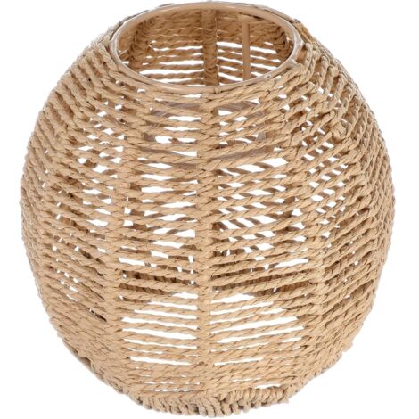 Pantalla de lámpara de ratán Happyyami de 14 x 15 cm - Estilo natural