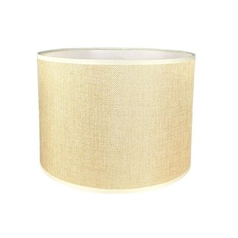 Pantalla de lino hecha a mano, de forma cilíndrica, para lámpara de mesa, colgante o de pie (beige, diámetro 33 cm x altura 23 cm)