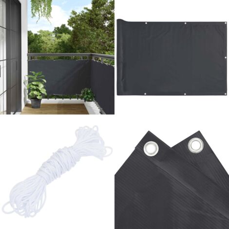 Pantalla de privacidad de balcón PVC gris antracita 300x75 cm - PVC - Balcones