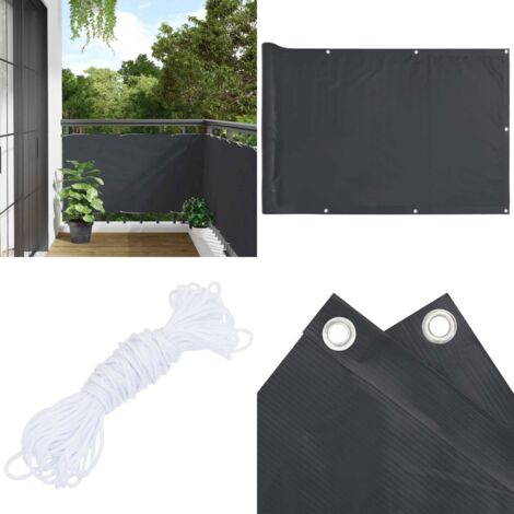 Pantalla de privacidad de balcón PVC gris antracita 300x90 cm - PVC - Balcones