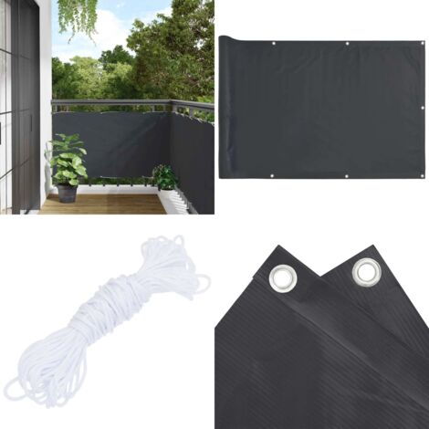 Pantalla de privacidad de balcón PVC gris antracita 400x90 cm - PVC - Balcones