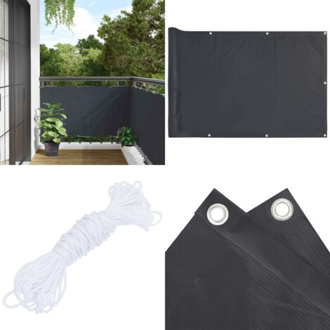 Pantalla de privacidad de balcón PVC gris antracita 500x90 cm - PVC - Balcones