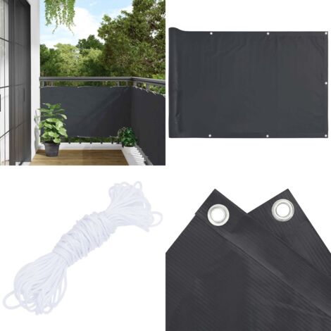Pantalla de privacidad de balcón PVC gris antracita 600x90 cm - PVC - Balcón