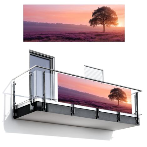 PANTALLA DE PRIVACIDAD PARA BALCÓN Árbol - Brezo - Amanecer 300x110