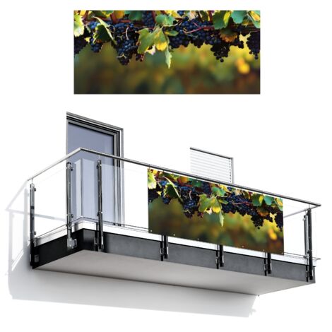 PANTALLA DE PRIVACIDAD PARA BALCÓN Uvas - Vino - Naturaleza - Verde 200x90