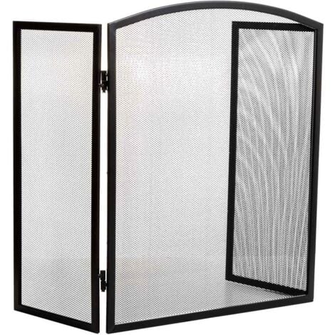 WANDERLUST DECO Pantalla de protección para chimenea de metal negro 95x02x61h cm