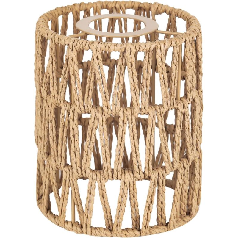Pantalla de techo de ratán de 15 cm de alto, estilo bohemio, para lámpara colgante o de pie E27 E26.