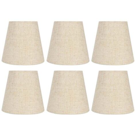 Pantalla de tela moderna de estilo nórdico con membrana interior, sencilla y sólida, para lámpara de araña de cristal, lámpara de pared, con abrazadera cruzada de lino, 6 piezas
