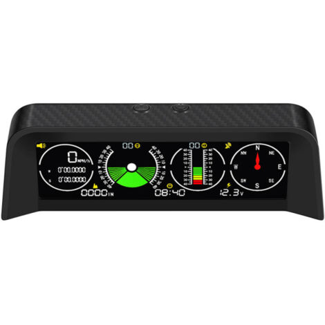 Pantalla de visualización frontal (HUD) para GPS de coche - Velocímetro digital LED multifunción - Inclinómetro, brújula, voltímetro - Alarma de exceso de velocidad