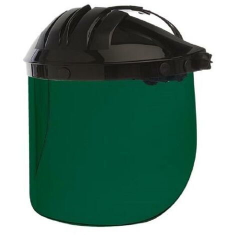 pantalla facial de protección 324-rg. policarbonato verde. en 166:2001. espesor 1,5mm. polipropileno negro. talla 56-64c
