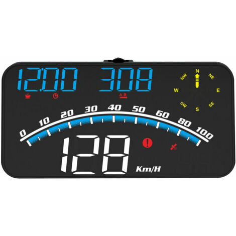 Pantalla frontal (HUD) para automóviles de 5,5", proyector para parabrisas, velocímetro digital, pantalla de sistema dual, luz azul y blanca.