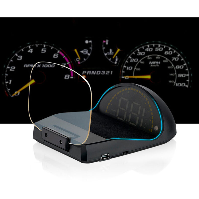 

Pantalla Head-Up Velocidad Temperatura Voltaje Pantalla de rango unico HUD del automovil, Negro