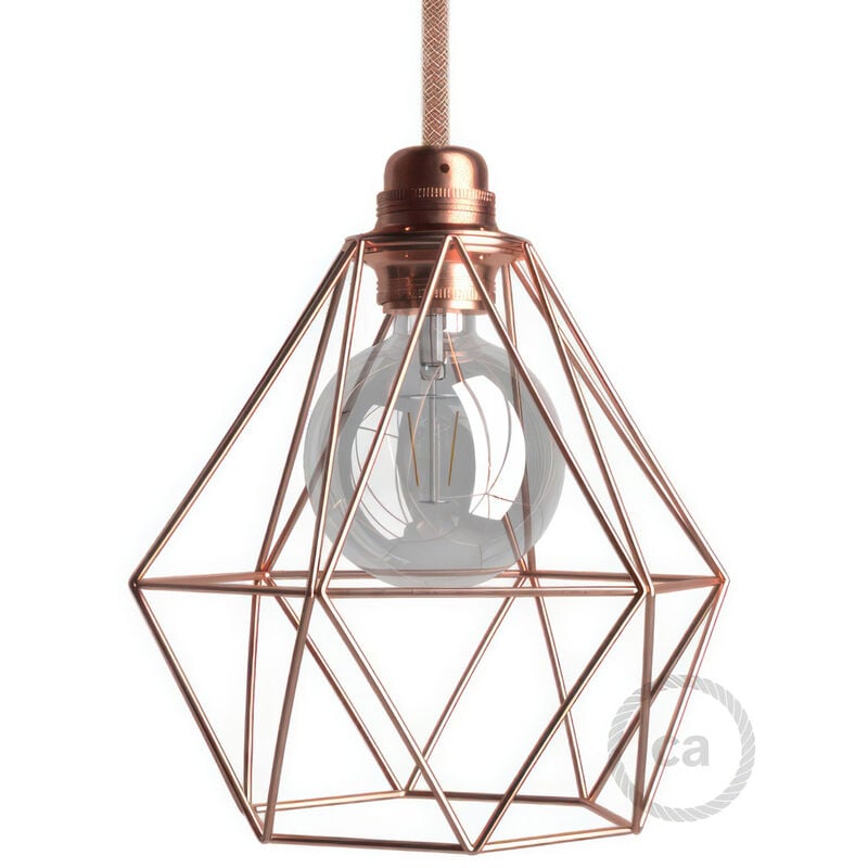 

Creative Cables - Pantalla Jaula Diamond de metal con casquillo E27 | Cobre - Cobre