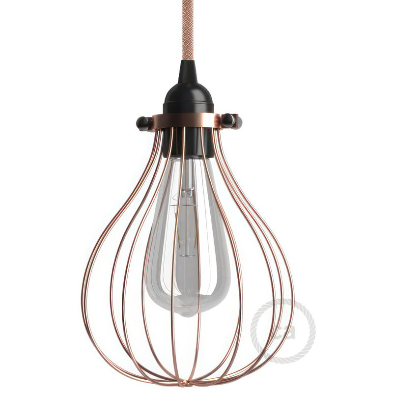 

Creative Cables - Pantalla Jaula Drop de metal con collar regulable | Cobre - Cobre