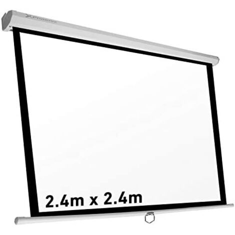 Pantalla manual videorpoyector phoenix pared y techo 135p 2.4m x 2.4m posicion ajustable carcasa blanca tela super resistente PHPANTALLA-240