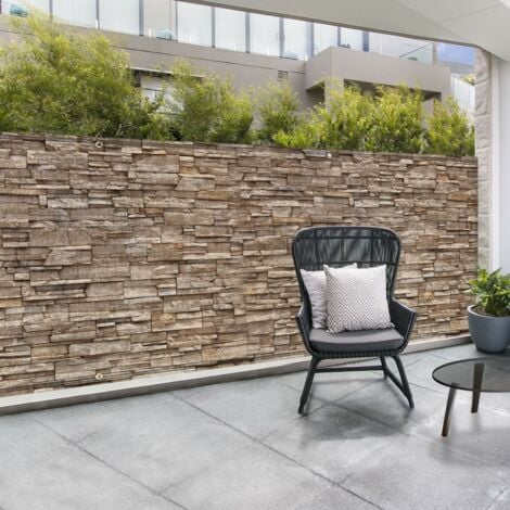 Pantalla opaca 1,5 x 10 M con dibujo de piedra marrón 160 gr/m²