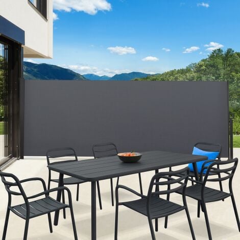 Pantalla plegable retráctil exterior 180 x 400 CM gris antracita persiana lateral