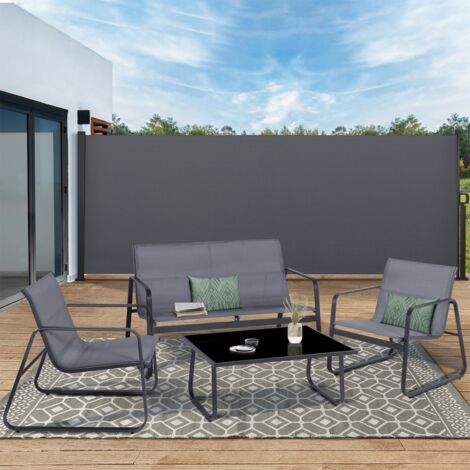 Pantalla plegable retráctil exterior 180 x 500 CM gris antracita persiana lateral