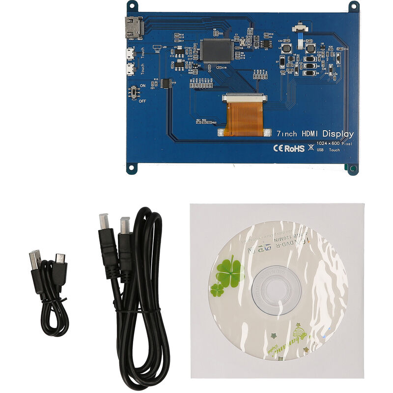 

Pantalla tactil capacitiva de 7 pulgadas Monitor de interfaz multimedia HD 1024x600 Pantalla LCD HD para juegos para Raspberry Pi 4B