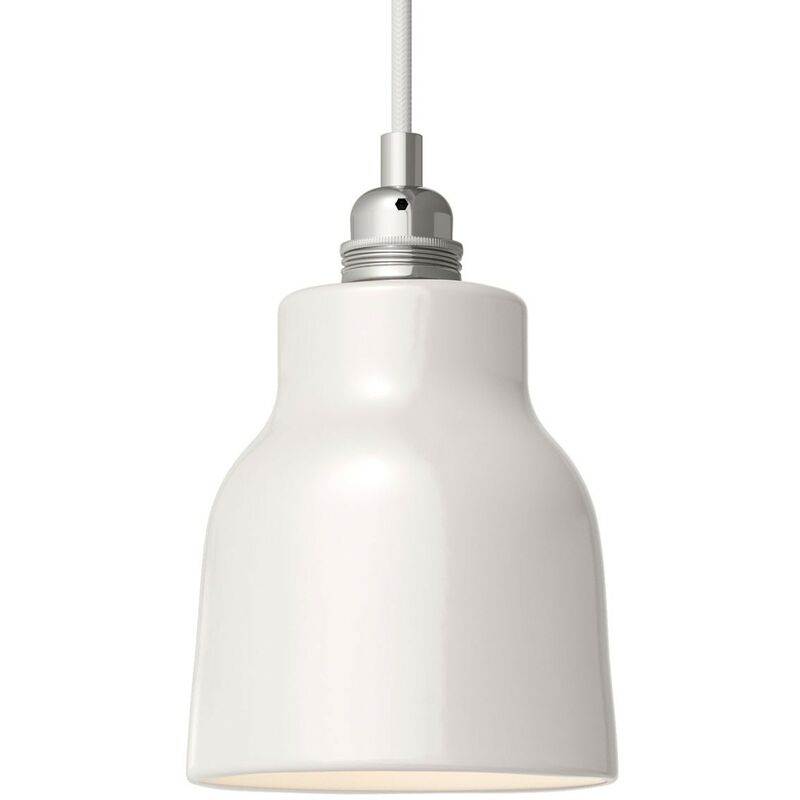 

Creative Cables - Pantalla Vaso de cerámica, colección Materia - Fabricado en Italia | Blanco brillante - Blanco brillante