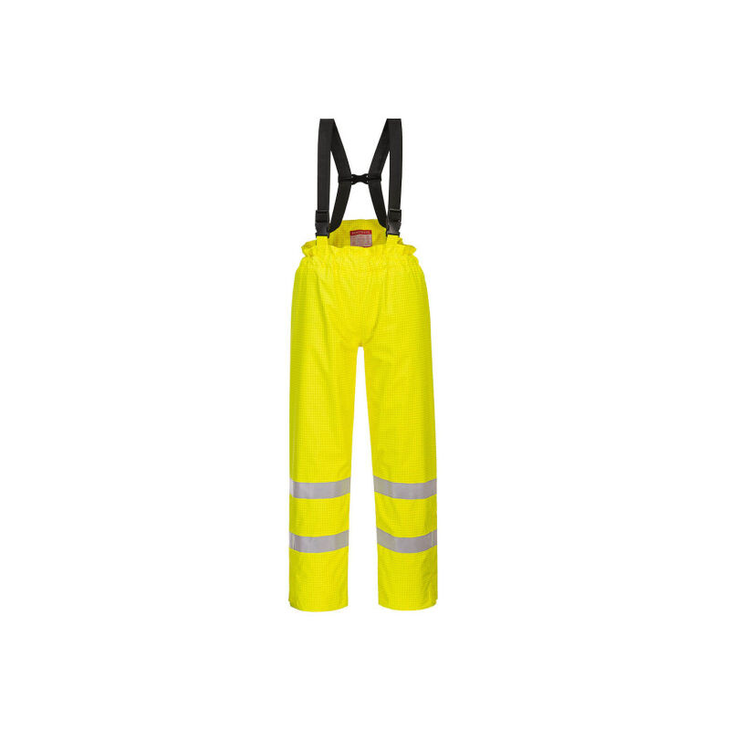 Pantalón con peto de alta visibilidad, ignífugo y antiestático Bizflame Rain, con forro PORTWEST S781 S Amarillo