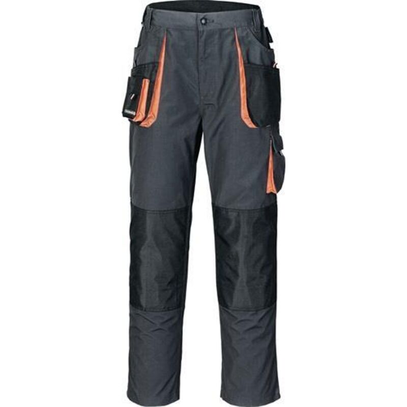 Pantalon pour hommes taille 54 gris foncé/noir/orange 65 % pes / 35 % coton