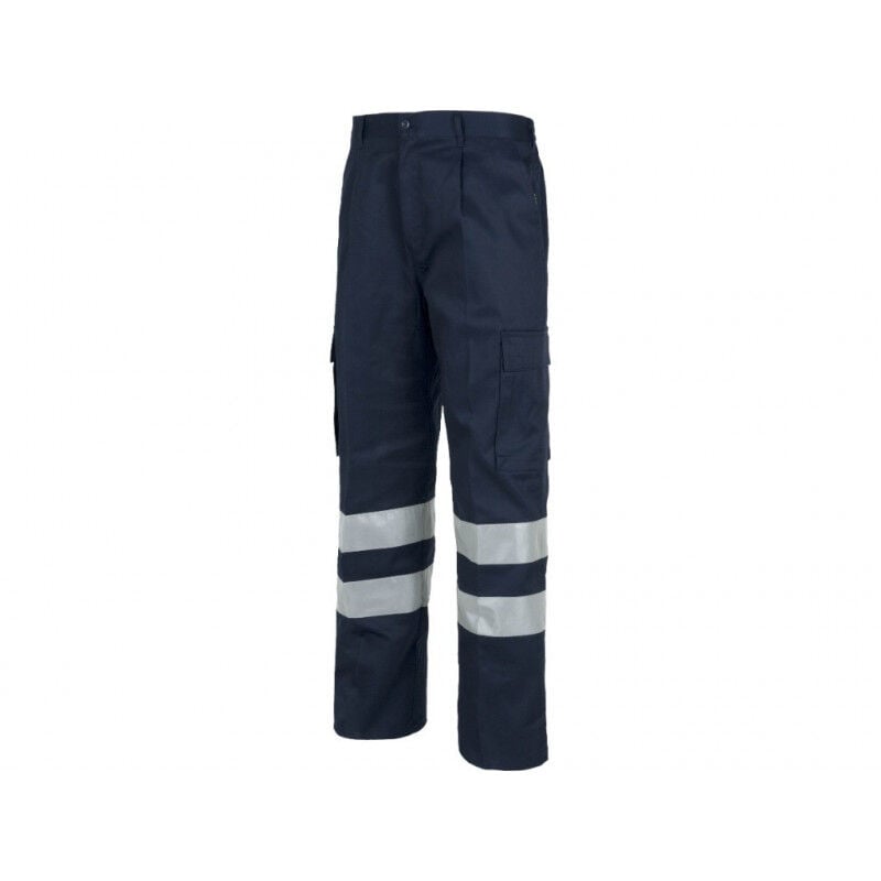 

Pantalón recto de algodón con cintas reflectantes WORKTEAM B1447 | Azul marino - 44