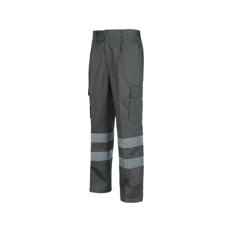 

Pantalón recto de algodón con cintas reflectantes B1447 | Gris - 56 - Workteam