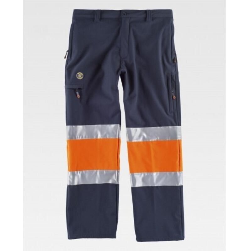

Workteam - Pantalón Workshell combinado con alta visibilidad y bolsillos internos S9820 | S - Marino+Naranja A.V.