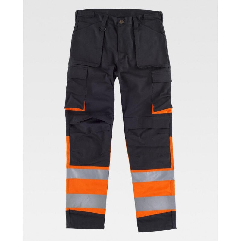 

Pantalón combinado de triple costura con cintas reflectantes WORKTEAM C2918 | 50 - Negro+Naranja A.V.