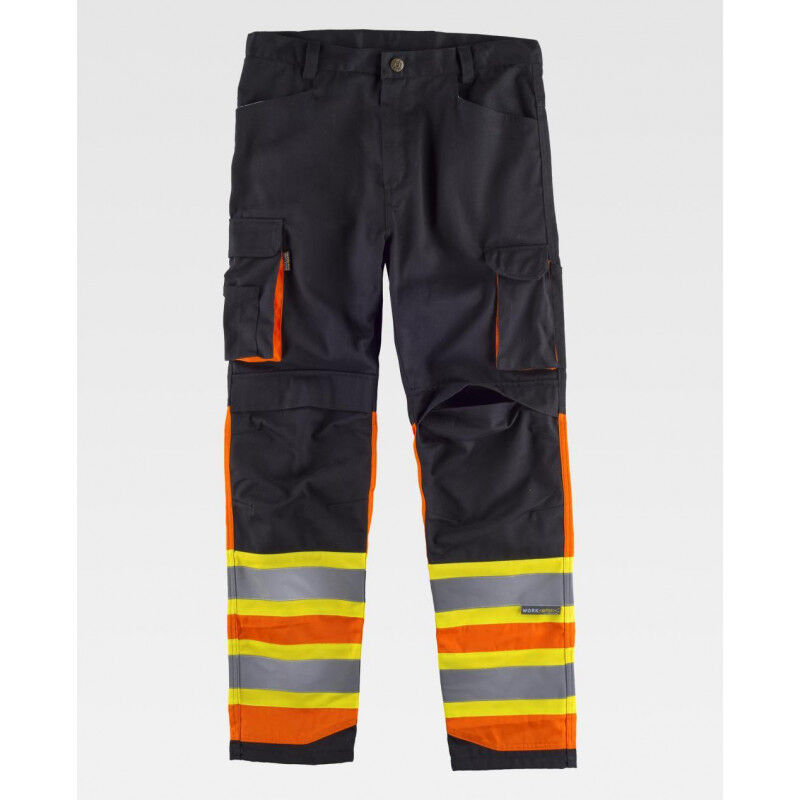 

Pantalón de trabajo combinado con bandas reflectante-fluorescentes WORKTEAM C2618 | 50 - Negro+Naranja A.V.