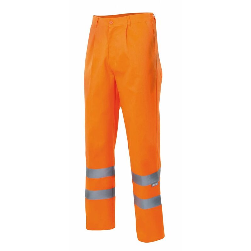 

Pantalón flúor de alta visibilidad con cintas reflectantes en bajo Serie 160 | 4XL - Naranja Flúor - Velilla