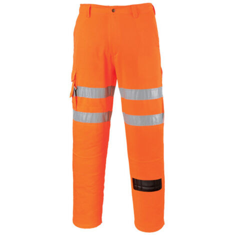 Pantalón Alto Combat de alta visibilidad para ferrocarriles con cintas reflectantes RT46 XXL Naranja