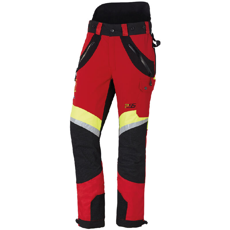 PSS - Pantalon anti-coupures X-treme Air rouge/jaune, coupe sport, taille 27 courte - Rouge/jaune