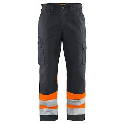 Pantalon artisan haute visibilité Gris moyen/Orange fluo - Blaklader