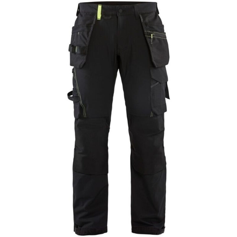 Pantalon de travail artisan stretch 4D 1522 - Noir/Jaune fluo m - FR(42) - SE(C48) - Longues